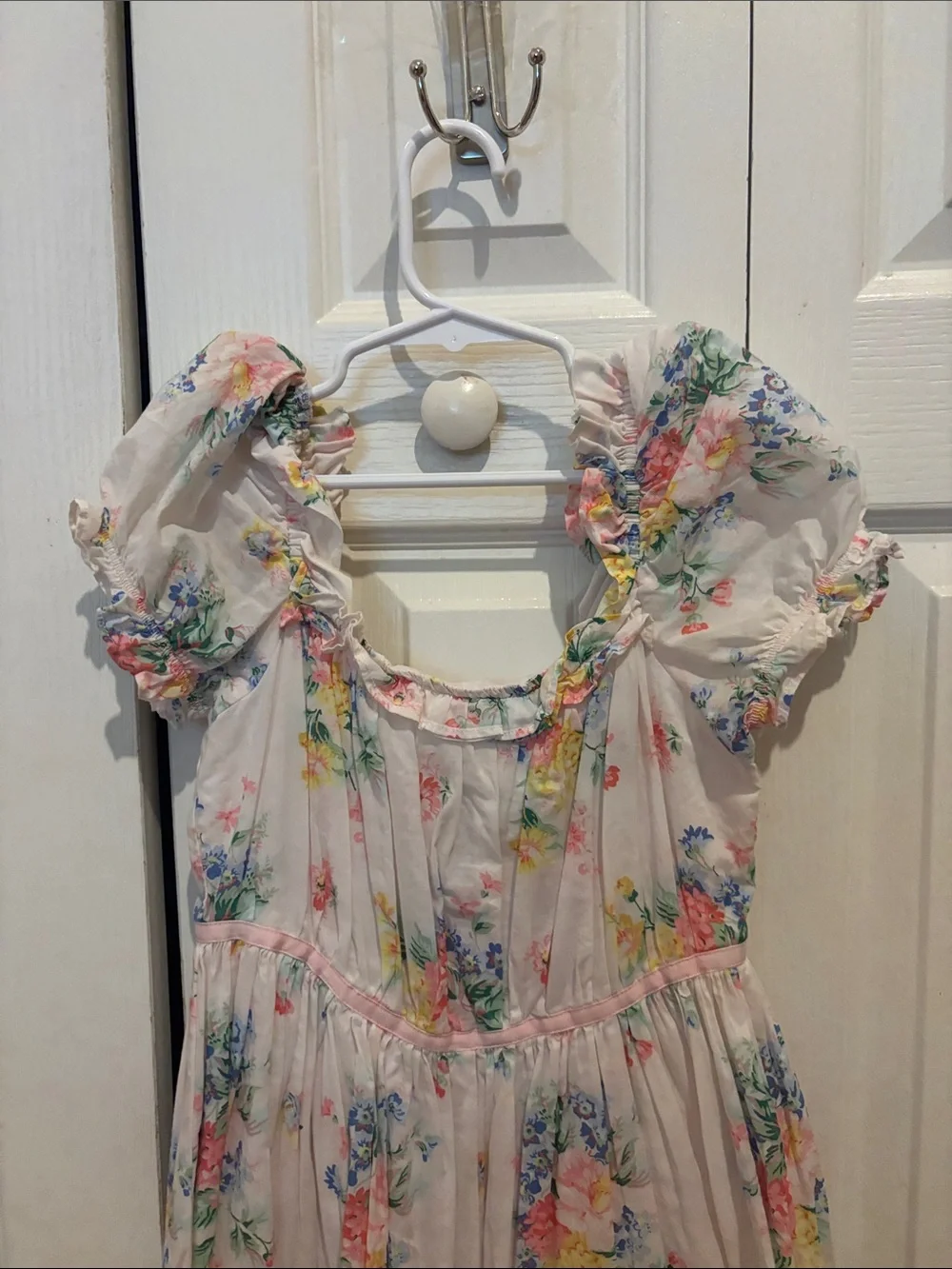 Janie and Jack White Floral Puff-Sleeve Dress